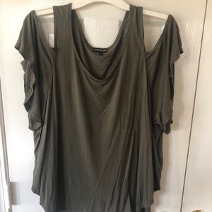 Green cold shoulder blouse